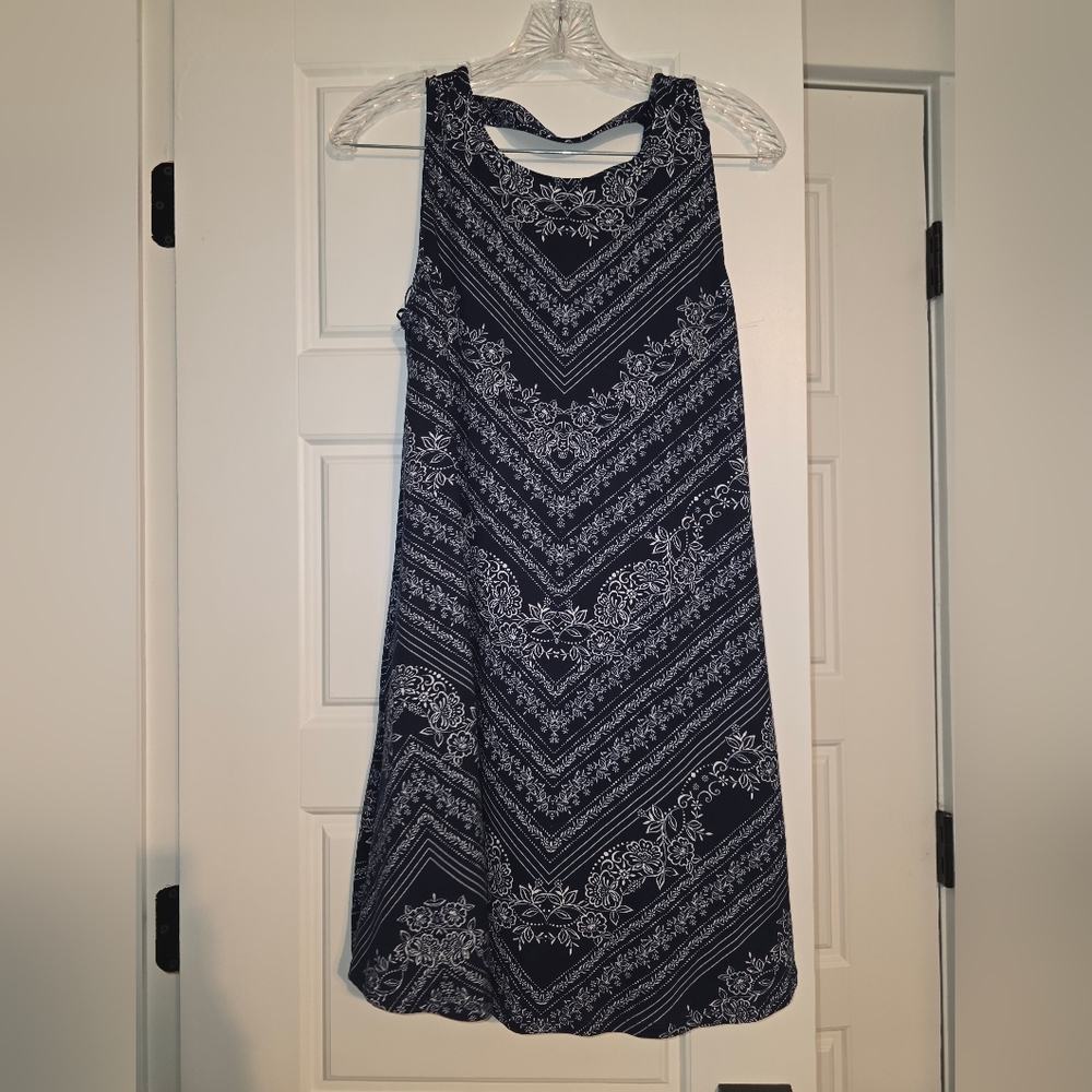 nine britton Navy and White Floral Bandana Maxi Dress